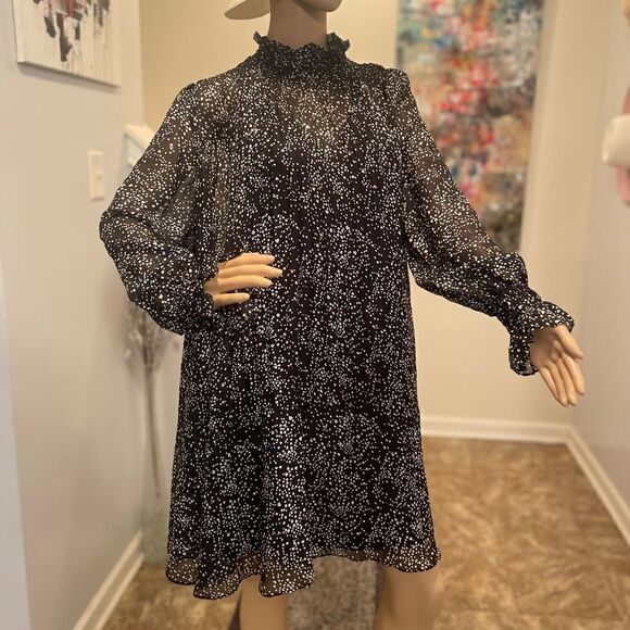 Maje Metallic Spot Print Silk Blend Swing Dress 40 - Picture 7 of 11